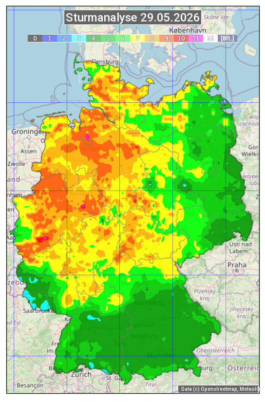 Karte mit Unwetteranalyse