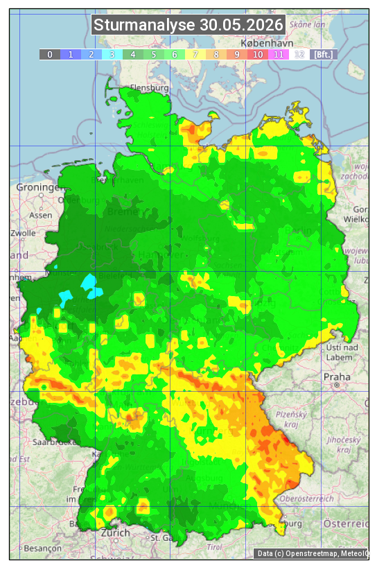 Karte mit Unwetteranalyse