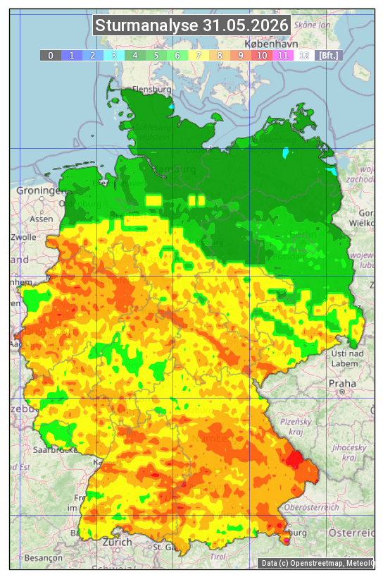 Karte mit Unwetteranalyse