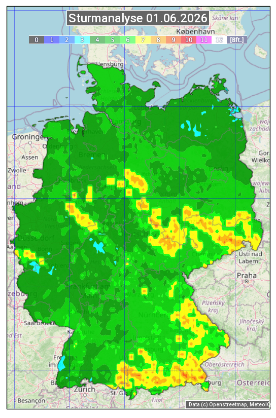 Karte mit Unwetteranalyse