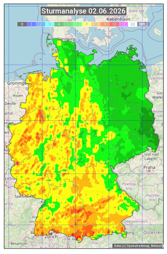 Karte mit Unwetteranalyse