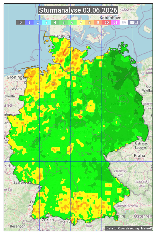 Karte mit Unwetteranalyse
