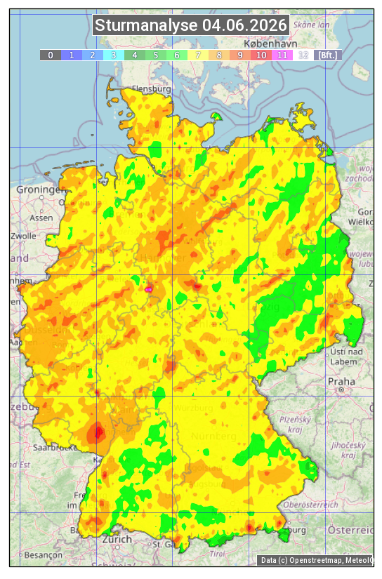 Karte mit Unwetteranalyse