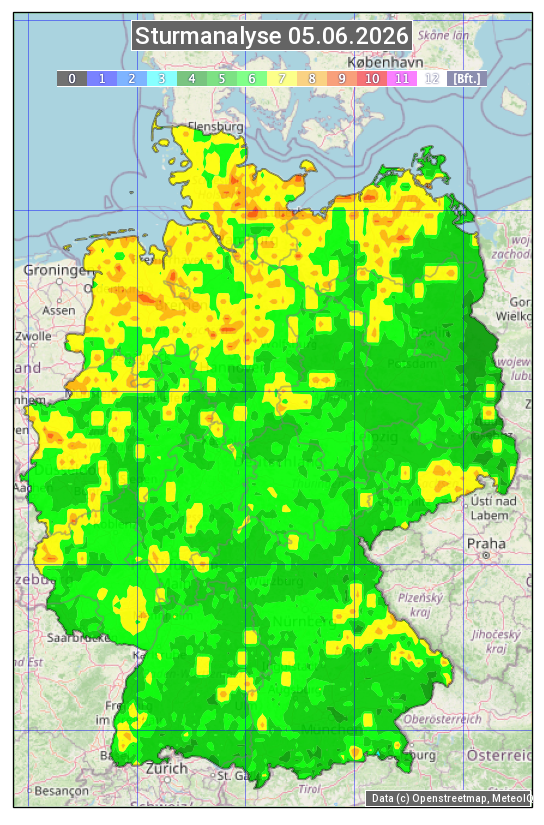 Karte mit Unwetteranalyse