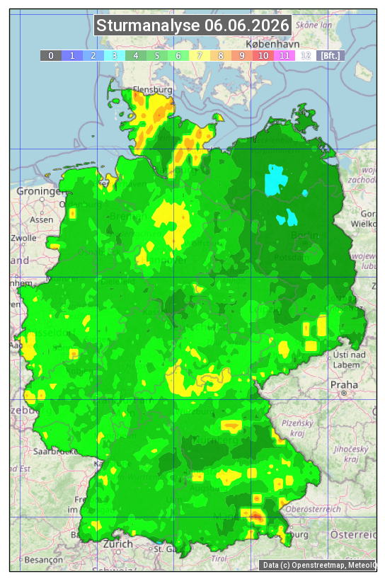 Karte mit Unwetteranalyse