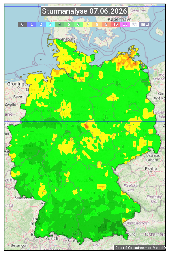Karte mit Unwetteranalyse
