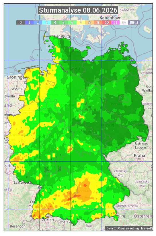 Karte mit Unwetteranalyse