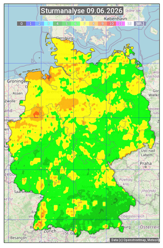 Karte mit Unwetteranalyse