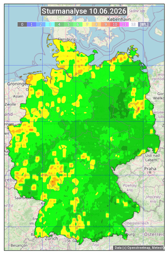 Karte mit Unwetteranalyse