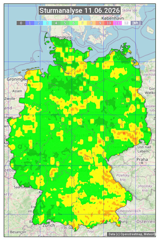 Karte mit Unwetteranalyse