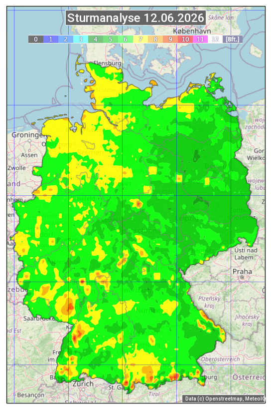 Karte mit Unwetteranalyse