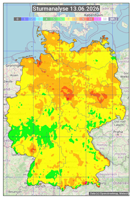 Karte mit Unwetteranalyse