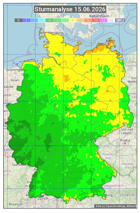 Karte mit Unwetteranalyse