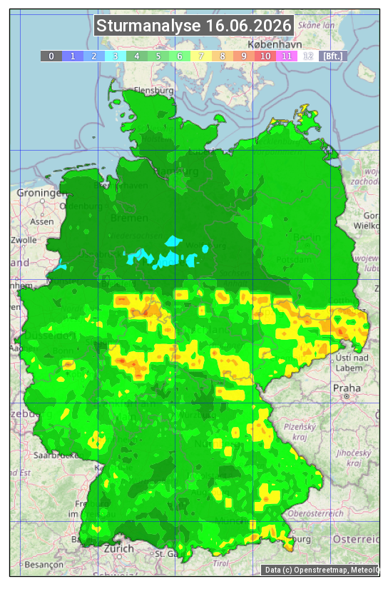 Karte mit Unwetteranalyse