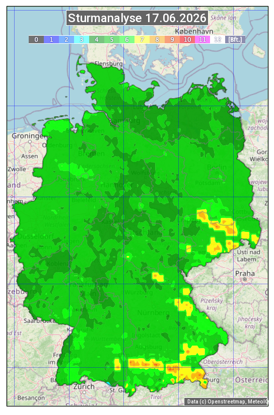 Karte mit Unwetteranalyse