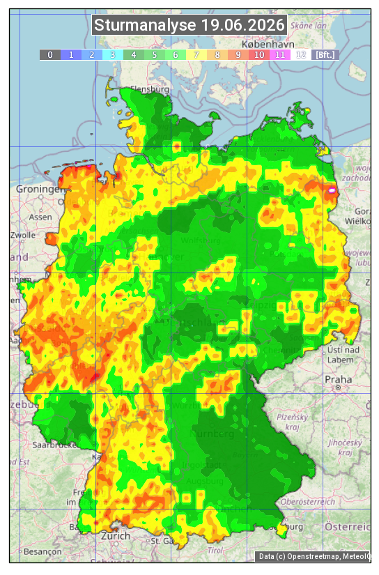 Karte mit Unwetteranalyse