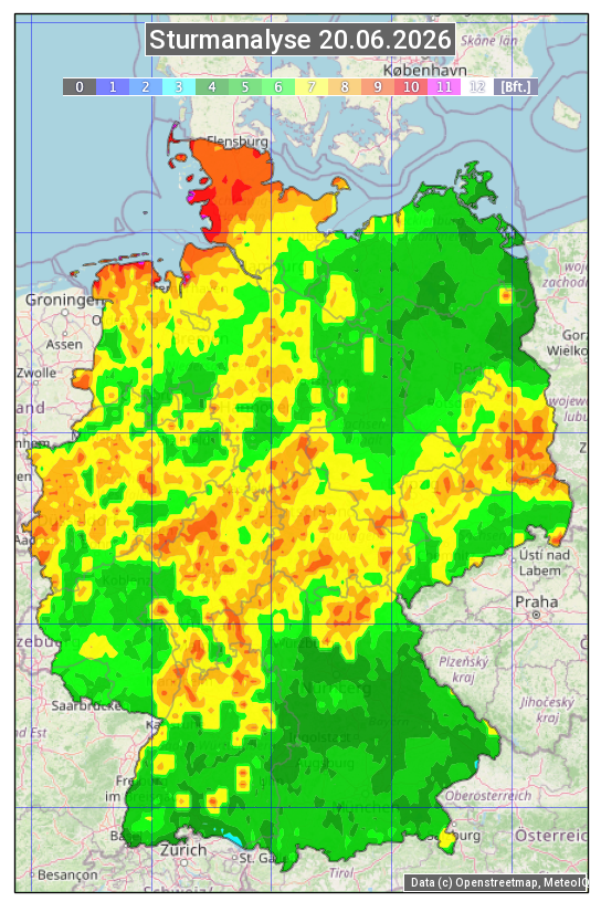 Karte mit Unwetteranalyse
