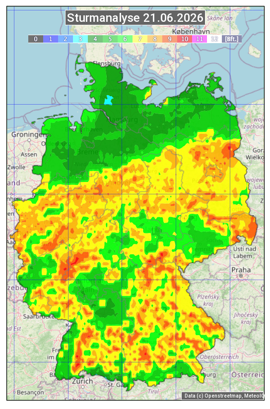 Karte mit Unwetteranalyse