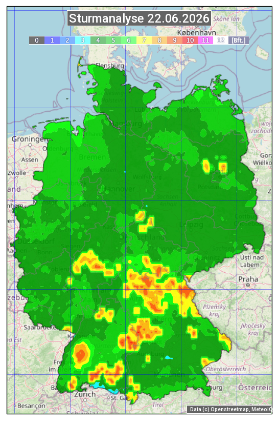 Karte mit Unwetteranalyse