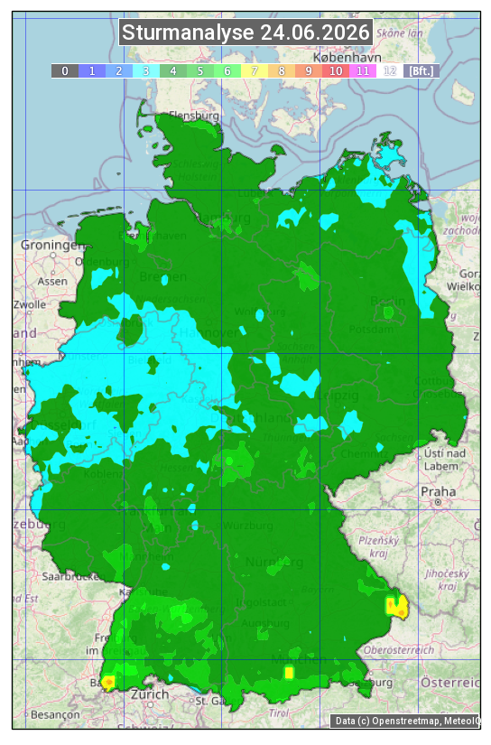 Karte mit Unwetteranalyse