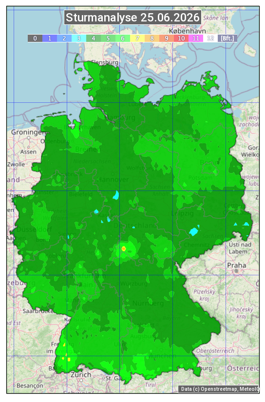 Karte mit Unwetteranalyse