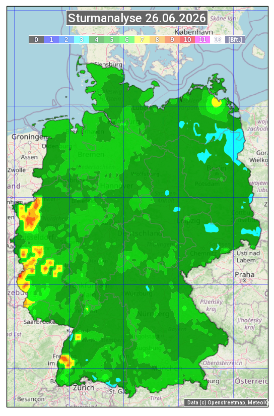 Karte mit Unwetteranalyse