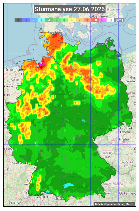 Karte mit Unwetteranalyse