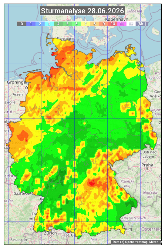 Karte mit Unwetteranalyse