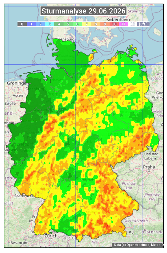 Karte mit Unwetteranalyse
