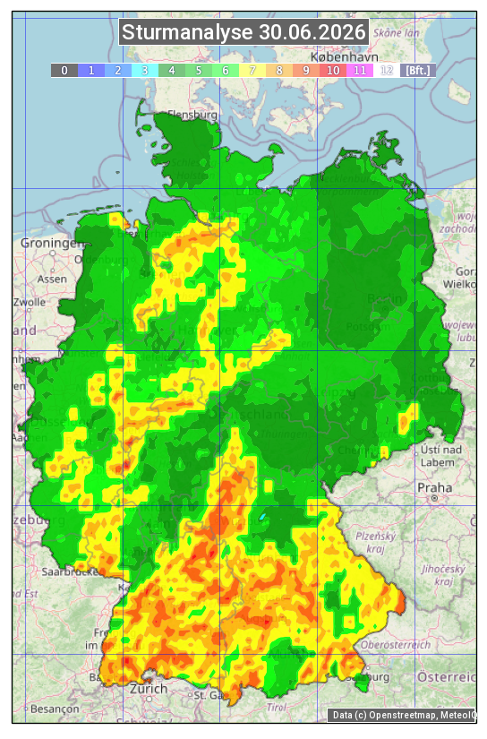 Karte mit Unwetteranalyse