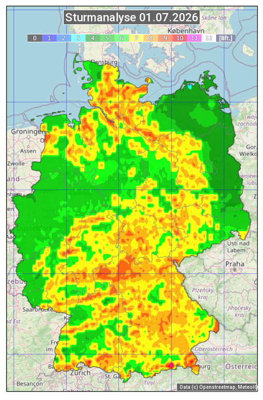 Karte mit Unwetteranalyse