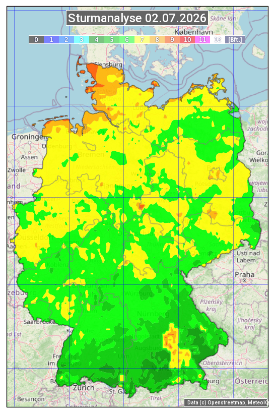 Karte mit Unwetteranalyse