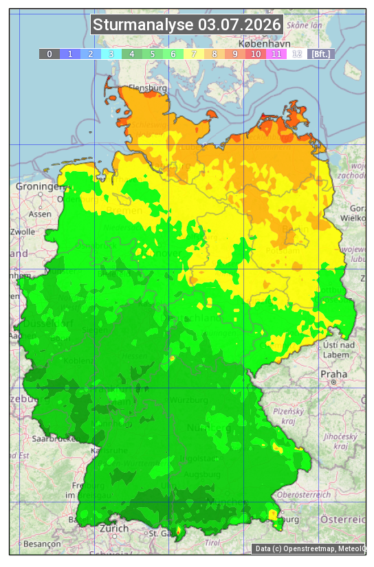 Karte mit Unwetteranalyse