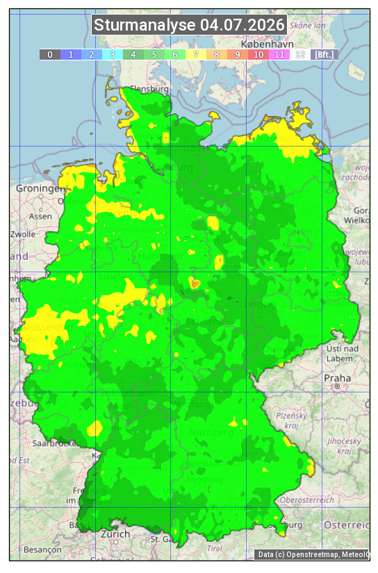 Karte mit Unwetteranalyse
