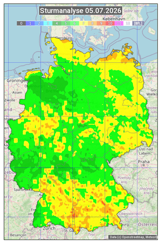 Karte mit Unwetteranalyse