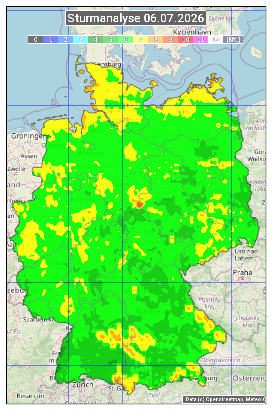 Karte mit Unwetteranalyse