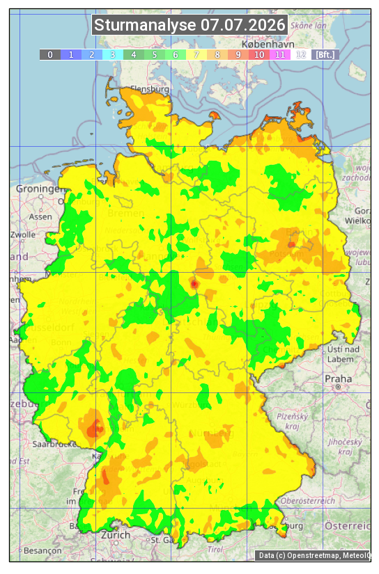 Karte mit Unwetteranalyse