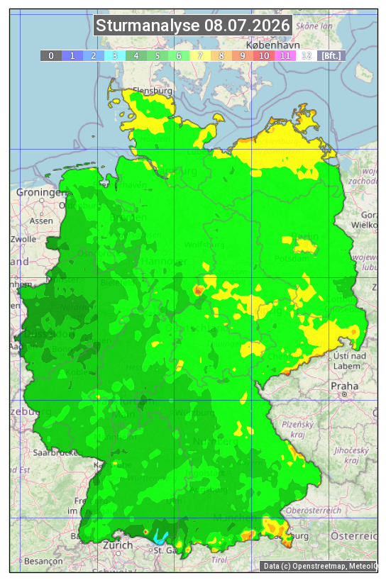 Karte mit Unwetteranalyse