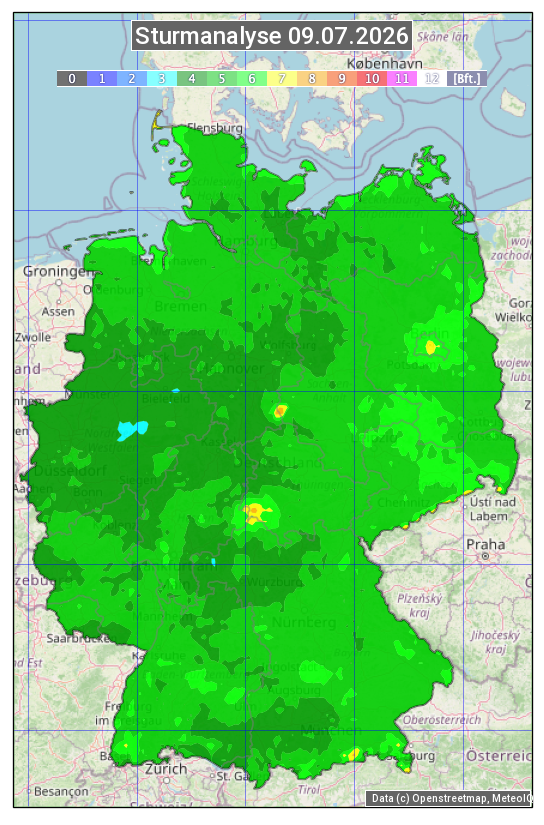 Karte mit Unwetteranalyse