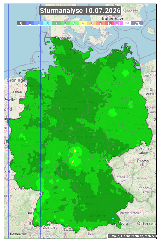 Karte mit Unwetteranalyse