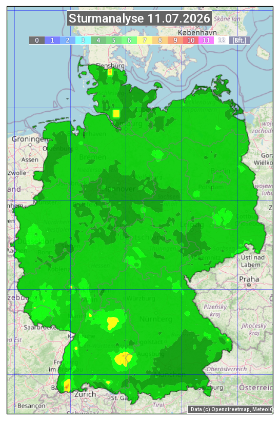 Karte mit Unwetteranalyse