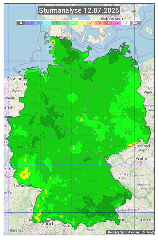 Karte mit Unwetteranalyse