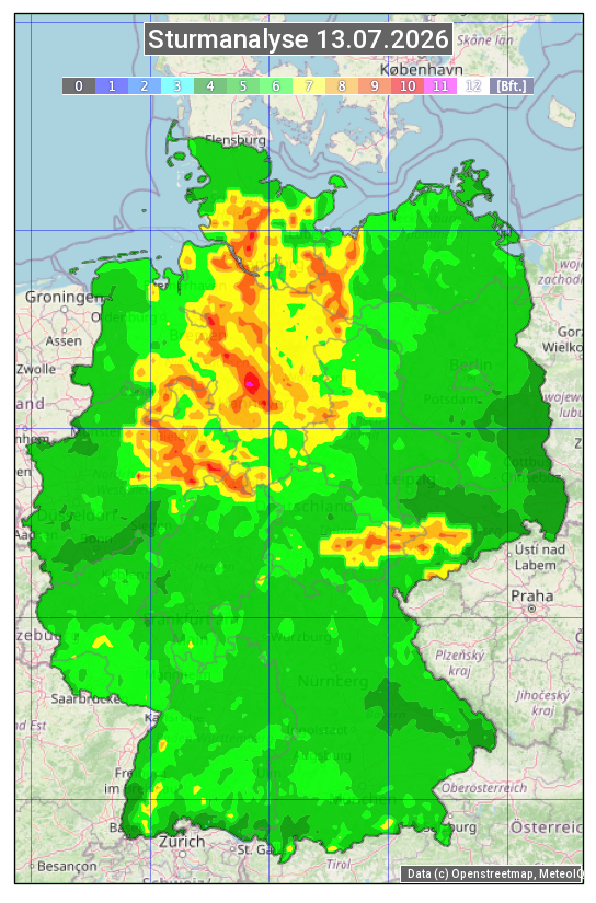 Karte mit Unwetteranalyse
