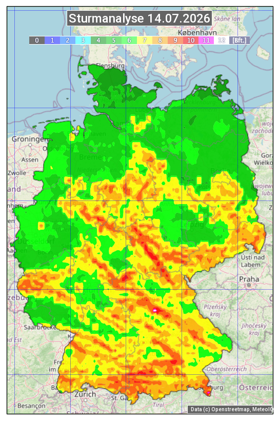 Karte mit Unwetteranalyse