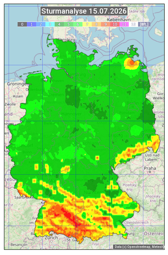 Karte mit Unwetteranalyse