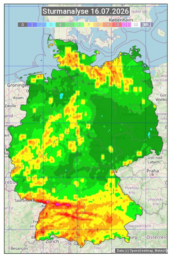 Karte mit Unwetteranalyse