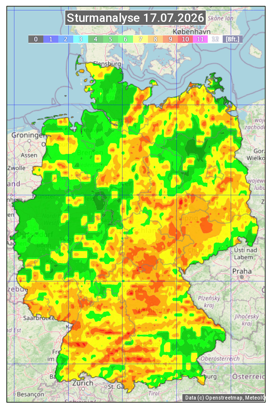 Karte mit Unwetteranalyse