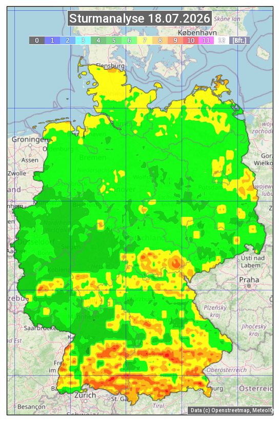 Karte mit Unwetteranalyse