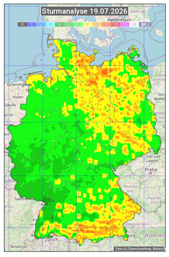 Karte mit Unwetteranalyse