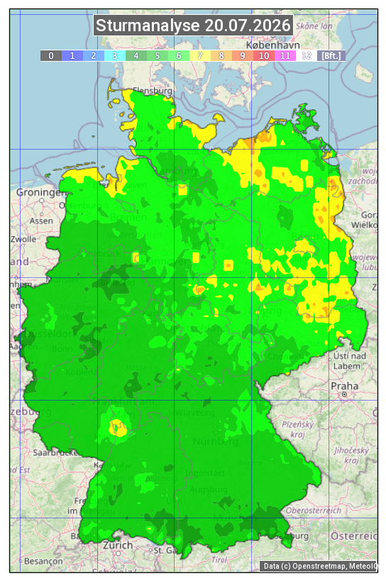 Karte mit Unwetteranalyse